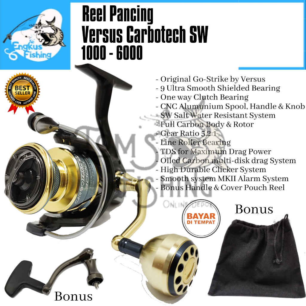 Reel Pancing Versus Carbotech SW Terbaru 1000 - 6000 (9 Bearing) Salt Water Murah - Engkus Fishing