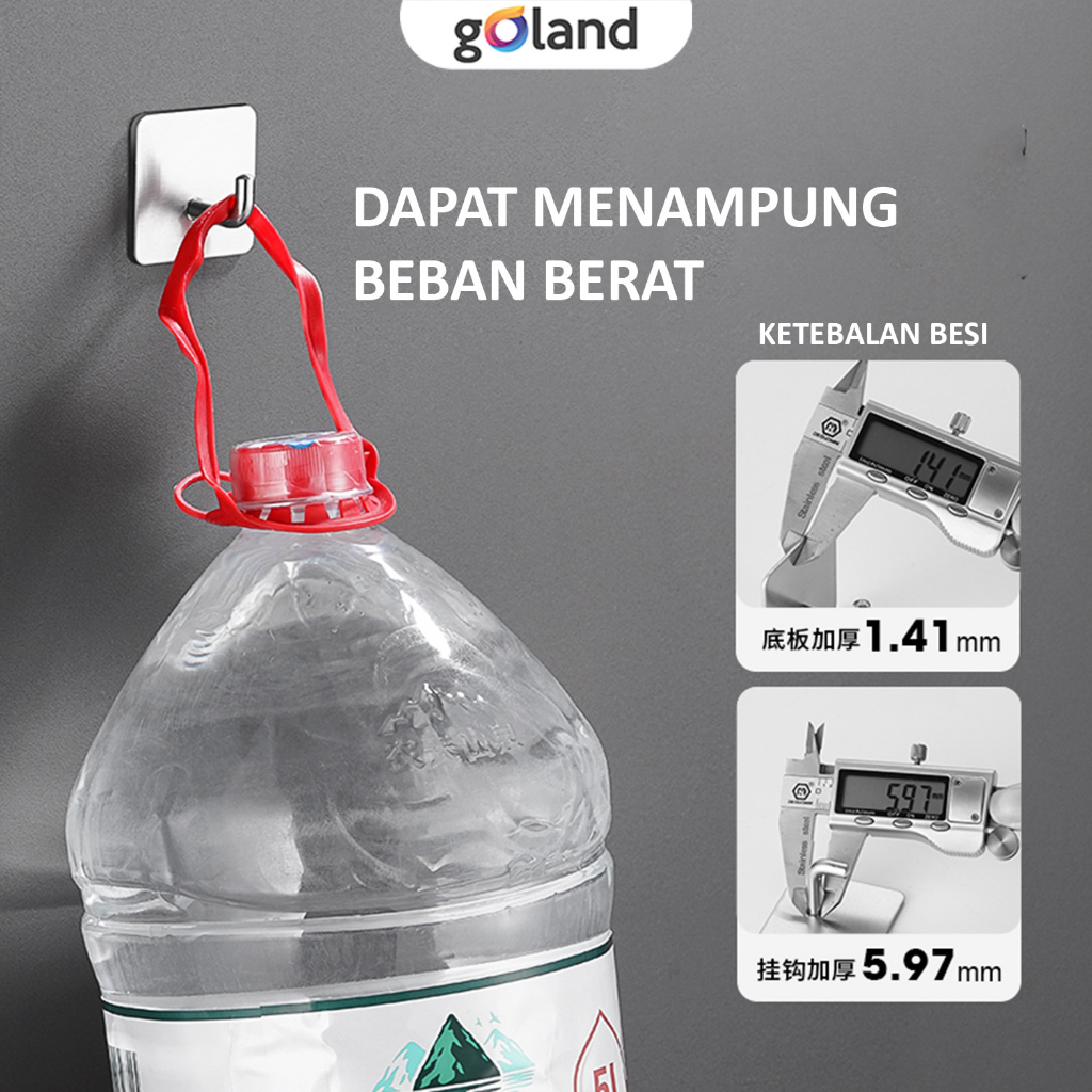 Goland Gantungan Tempel Dinding Single Hook 3M Stainless Steel