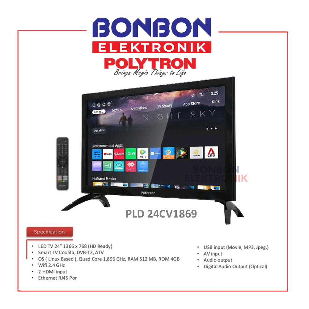 Polytron LED Smart TV 24 inch PLD 24CV1869 / PLD-24CV1869 Digital