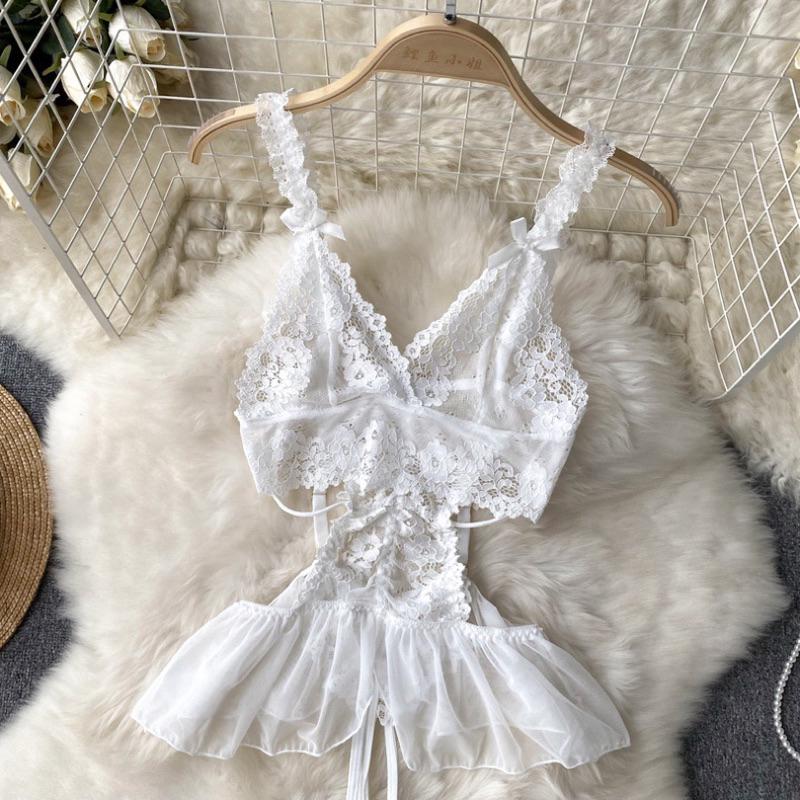 Crystal HANNAH Lingerie sexy lace baju tidur sexy lingerie wanita / Lingerie bodysuits open crotch baju tidur sexy lingerie 179