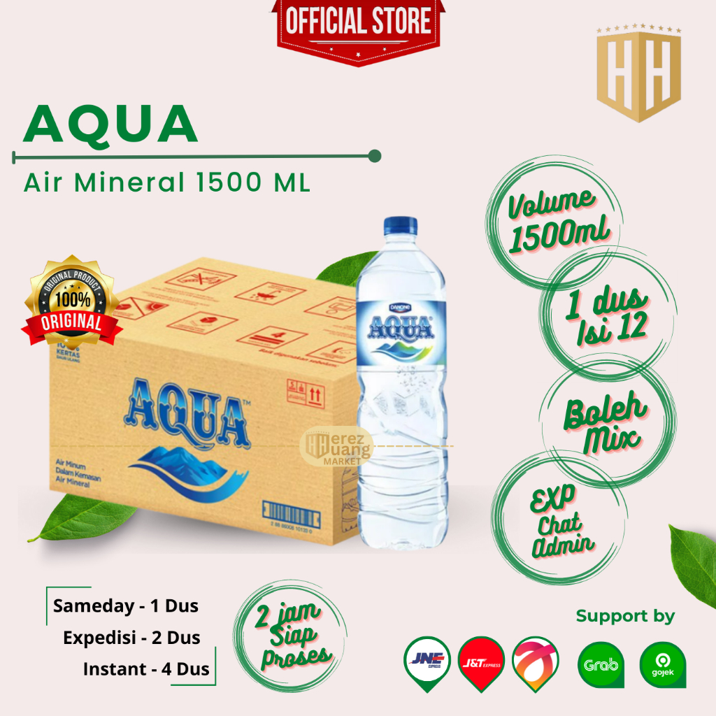 AQUA 660ML BOTOL &amp; AQUA 1500ML BOTOL , Air Mineral Aqua Botol 660ml dan Aqua Botol 1.5 L Per 1 Dus