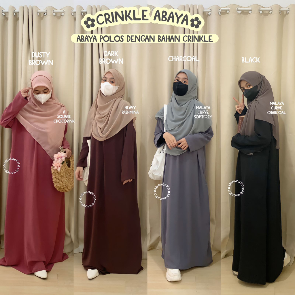 BASIC CRINKLE ABAYA BY ARUNAOUTFIT