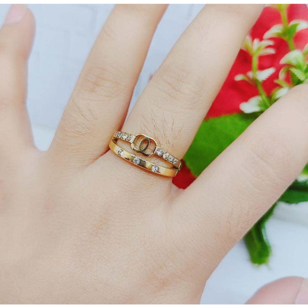 Cincin Titanium Permata Perhiasan Fashion R15/16/17/18