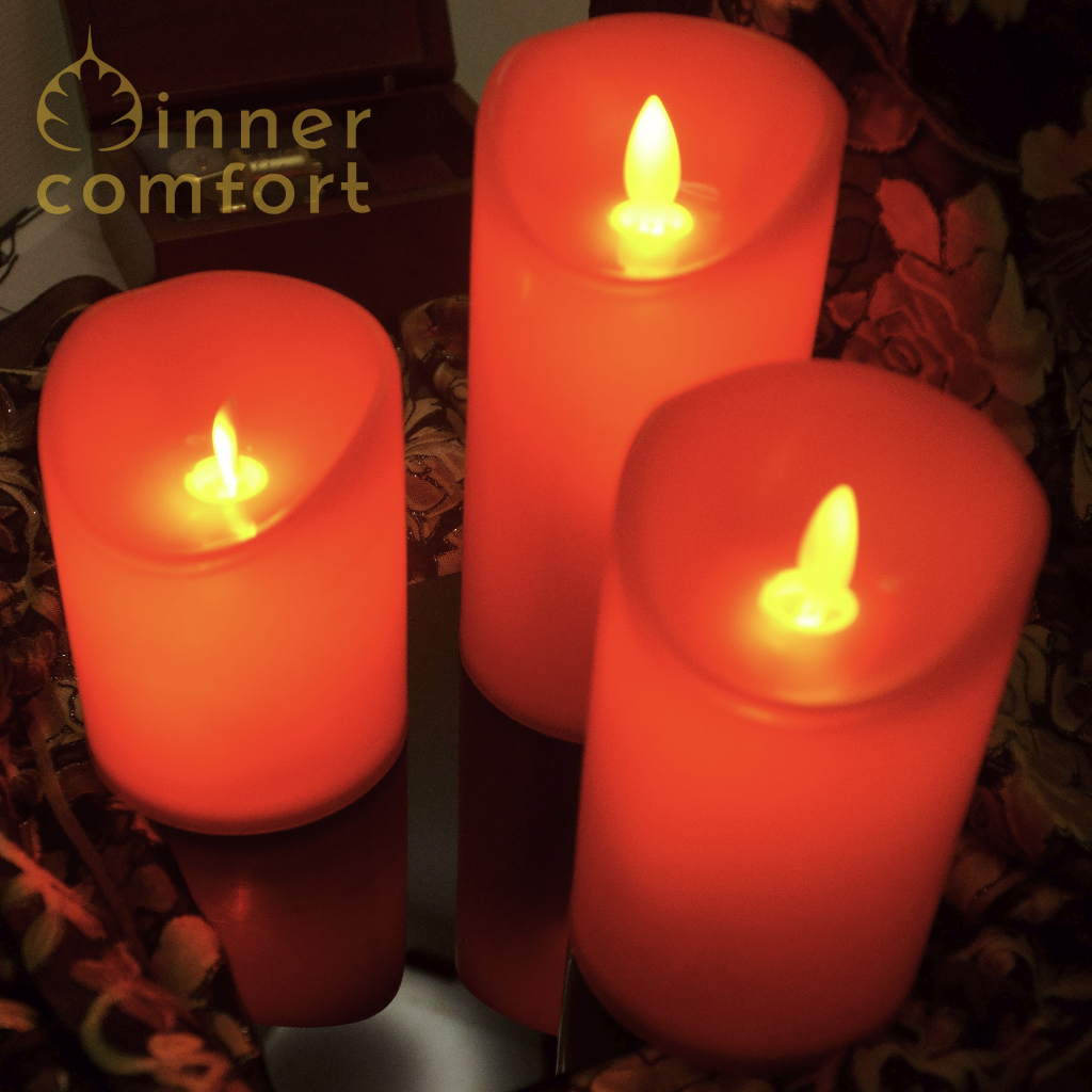 Lilin Elektrik LED Merah Lurus Sumbu Goyang Batere AA