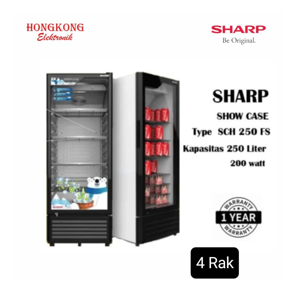Showcase Sharp 250Liter SCH-250FS 4 Rak Pendingin Minuman