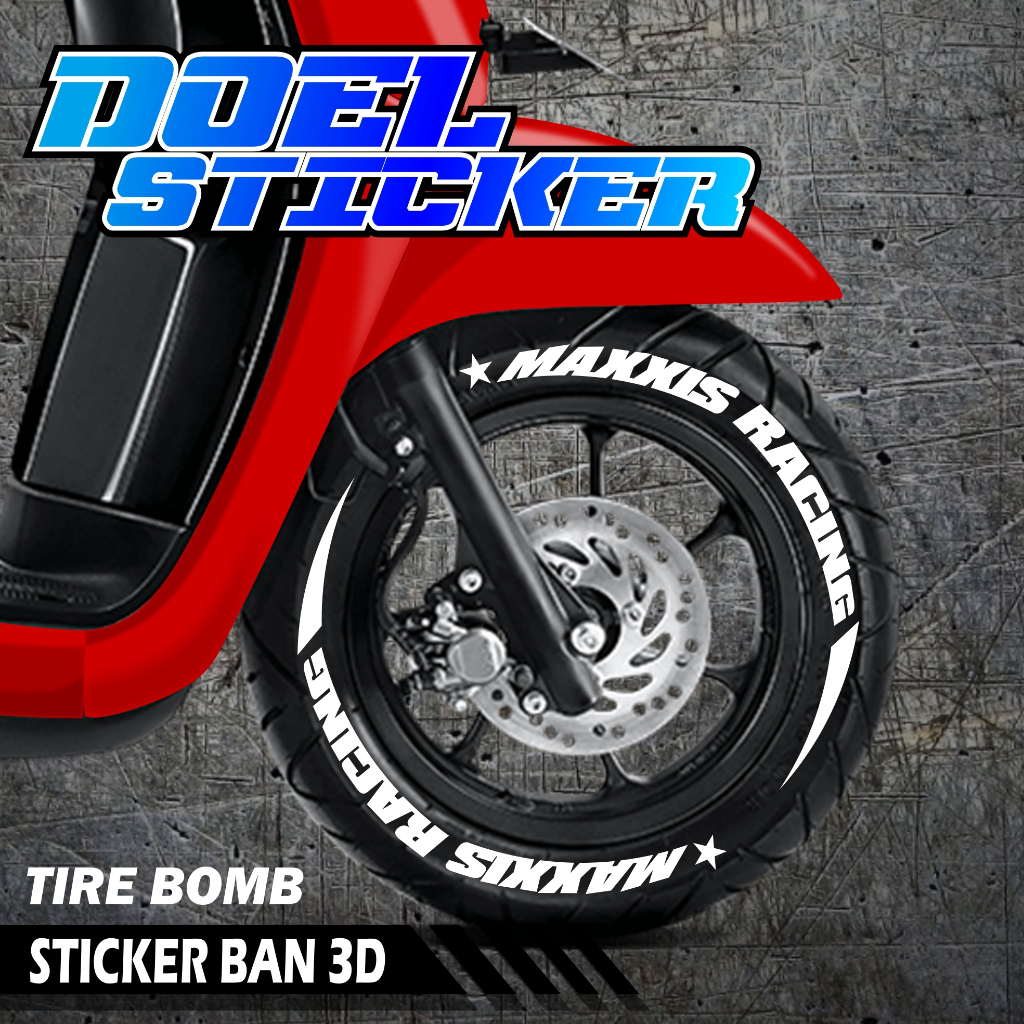 Tire Bomb / Sticker Ban Motor 3D / Font Ban Aksesoris Motor Maxxis Racing Doel 001