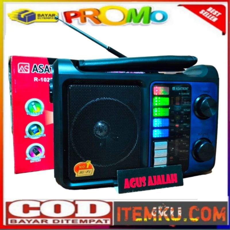 ✅DIJAMIN_ORI Radio Asatron R-1028 USB Cas RRechargeable _/// Radio fm portable klasic jadul ///Radio