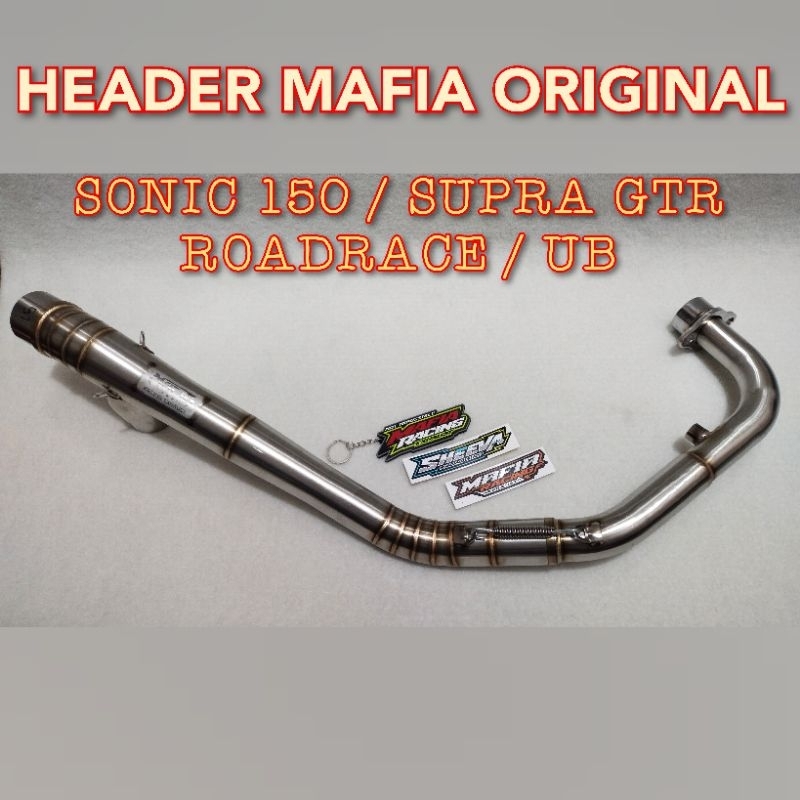 Header PIPA LEHER KNALPOT SONIC 150 SUPRA GTR MAFIA ORIGINAL ROADRACE NGACUNG KHUSUS UNDERBONE
