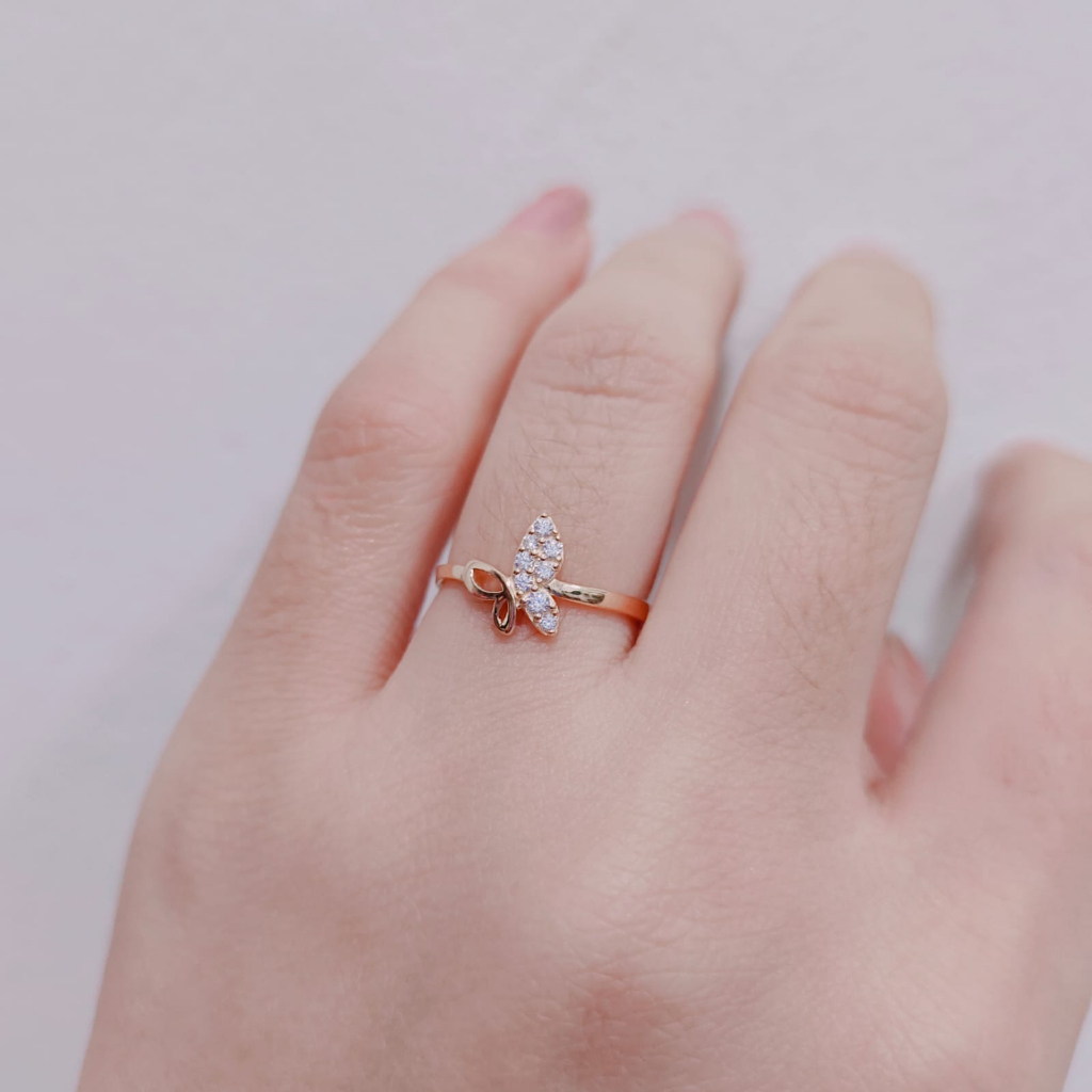 cincin kupu kupu cantik imut emas asli
