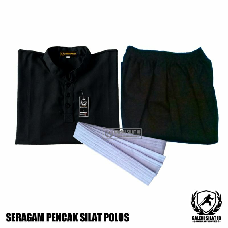 Seragam Pencak Silat Polos Model Benik 3 / Sakral Polosan / Baju Beladiri Hitam Polos Dewasa Anak La