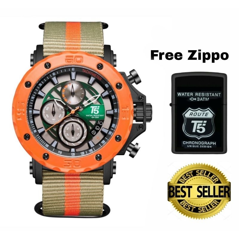 T5 H3946G Jam tangan pria Original warna Oranye/ASX