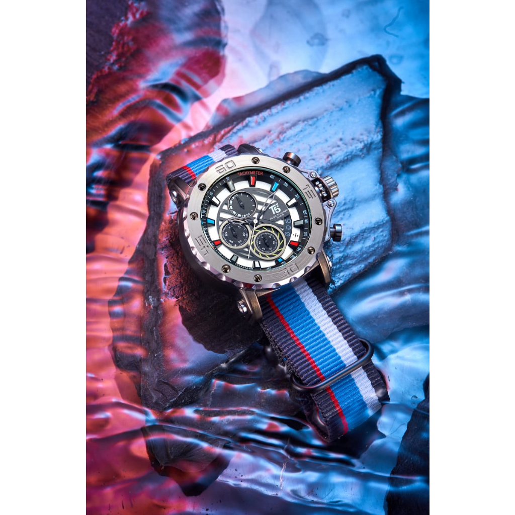 Jam Tangan Pria T5 3946 Analog Chrono Original Sports Kanvas Anti Air