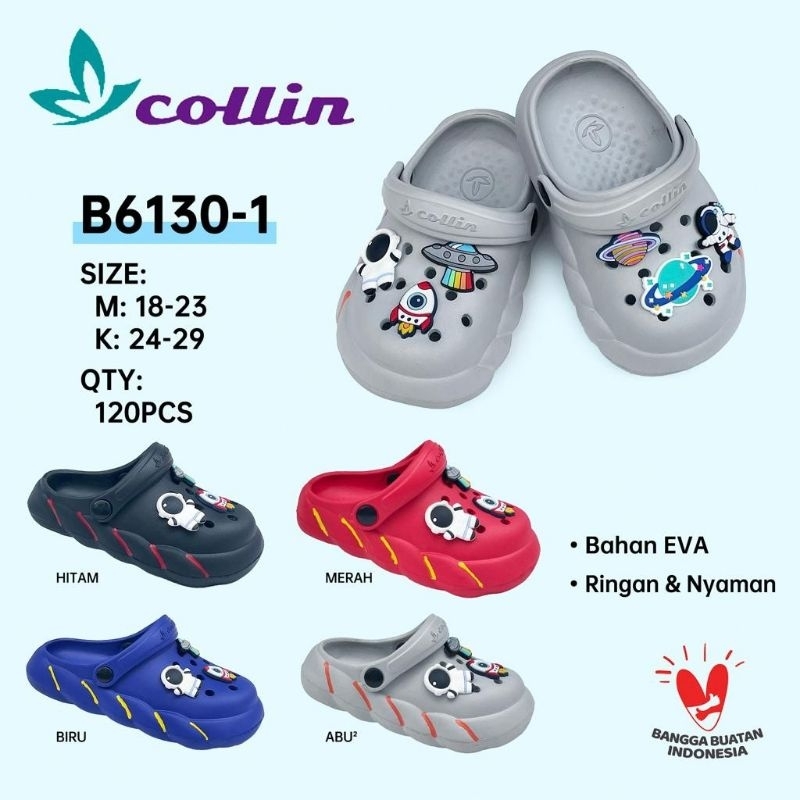 Sandal Anak Lucu Motif Astronot l Sandal Baim Karet Empuk l Collin B6130-1 Uk 18-29