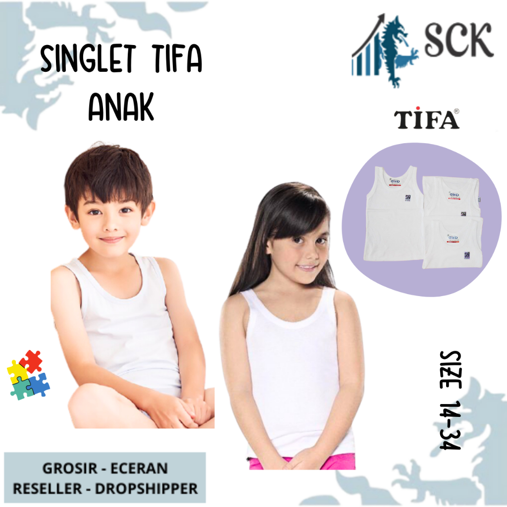 Singlet Anak TIFA Warna Putih Balita Anak Remaja Putih ukuran 14 16 18 20 22 24 26 28 30 32 34 - sckmenwear GROSIR