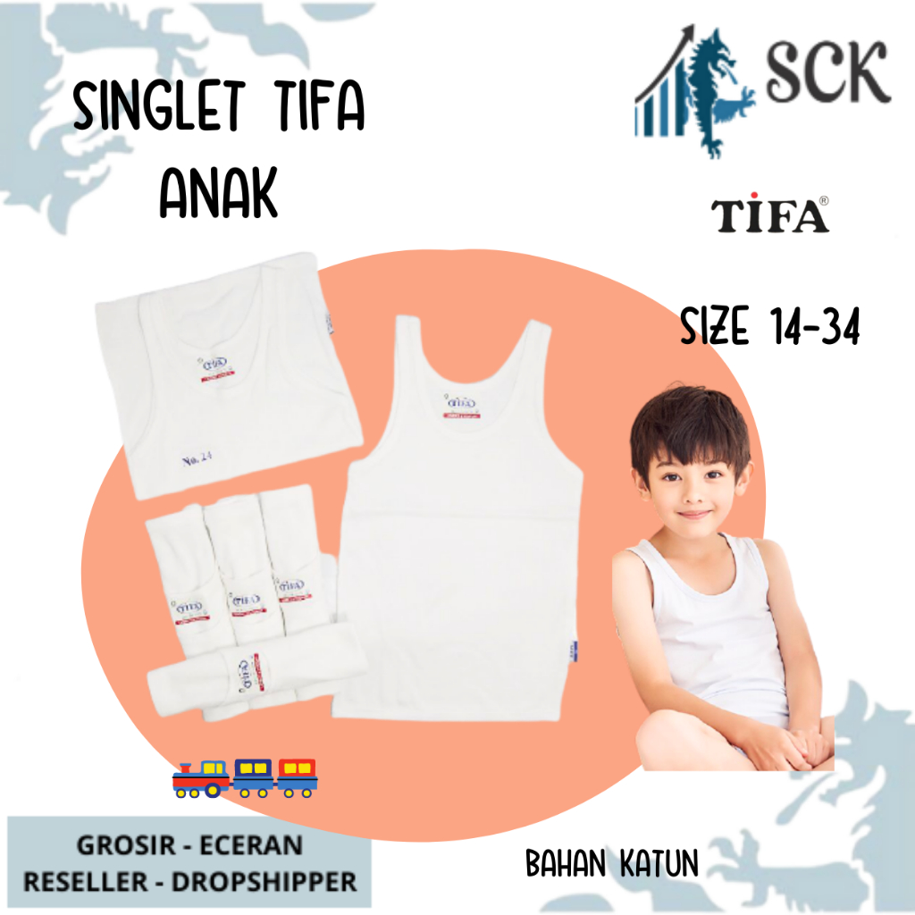 Singlet Anak TIFA Warna Putih Balita Anak Remaja Putih ukuran 14 16 18 20 22 24 26 28 30 32 34 - sckmenwear GROSIR