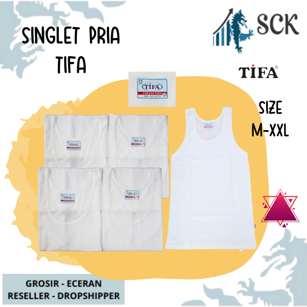 Singlet Pria TIFA Dewasa Putih Polos / Pakaian Dalam Kaos Dalam Laki  Halus Berkualitas - sckmenwear GROSIR
