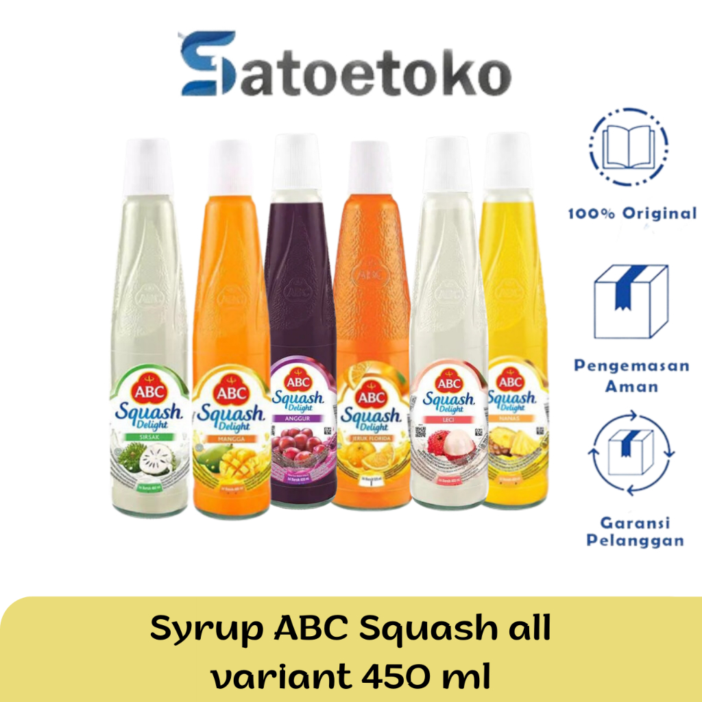 

SYRUP SIRUP ABC SQUASH (GRAPE, LYCHEE, MANGO, ORANGE, PINEAPPLE, SOURSOP)