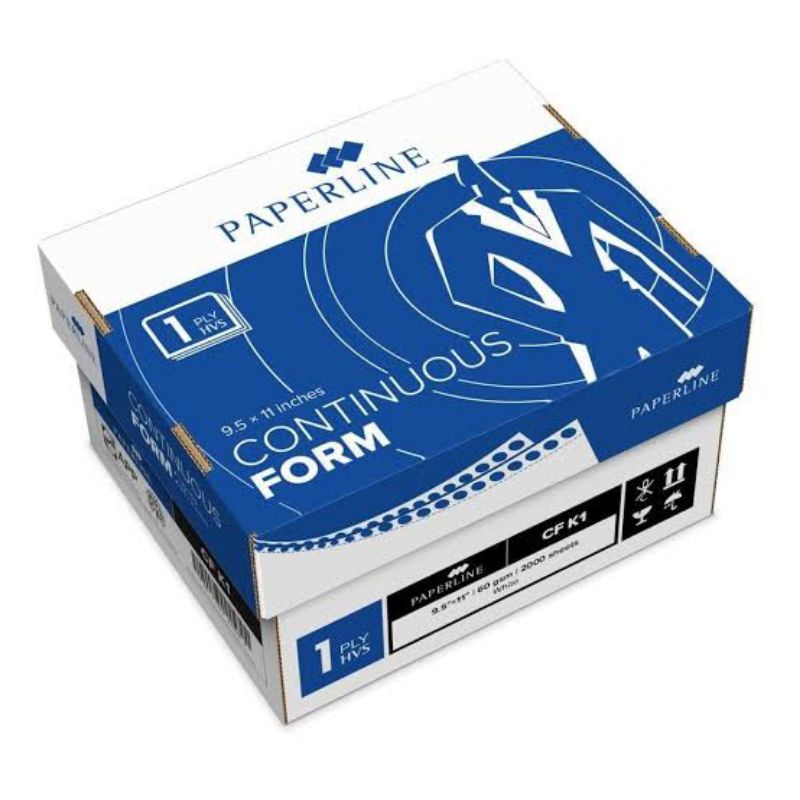 

kertas komputer 1rangkap / continuous form paperline 1ply kecil K1 putih dari SIDU