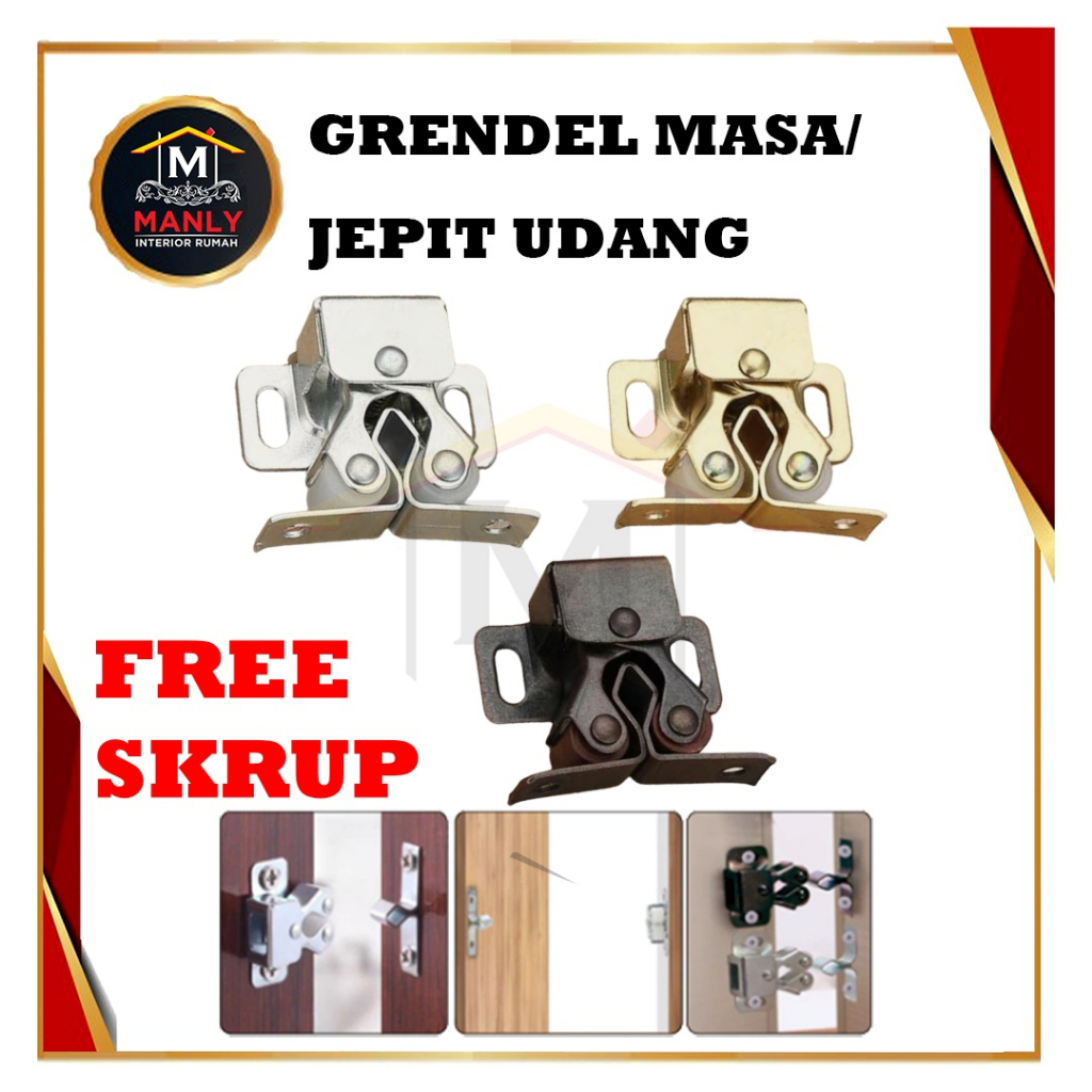 Grendel Masa / Grendel Jepit Udang / Capitan Lemari / Capit Klik Catches Lemari Kicenset, Isi 1PCS