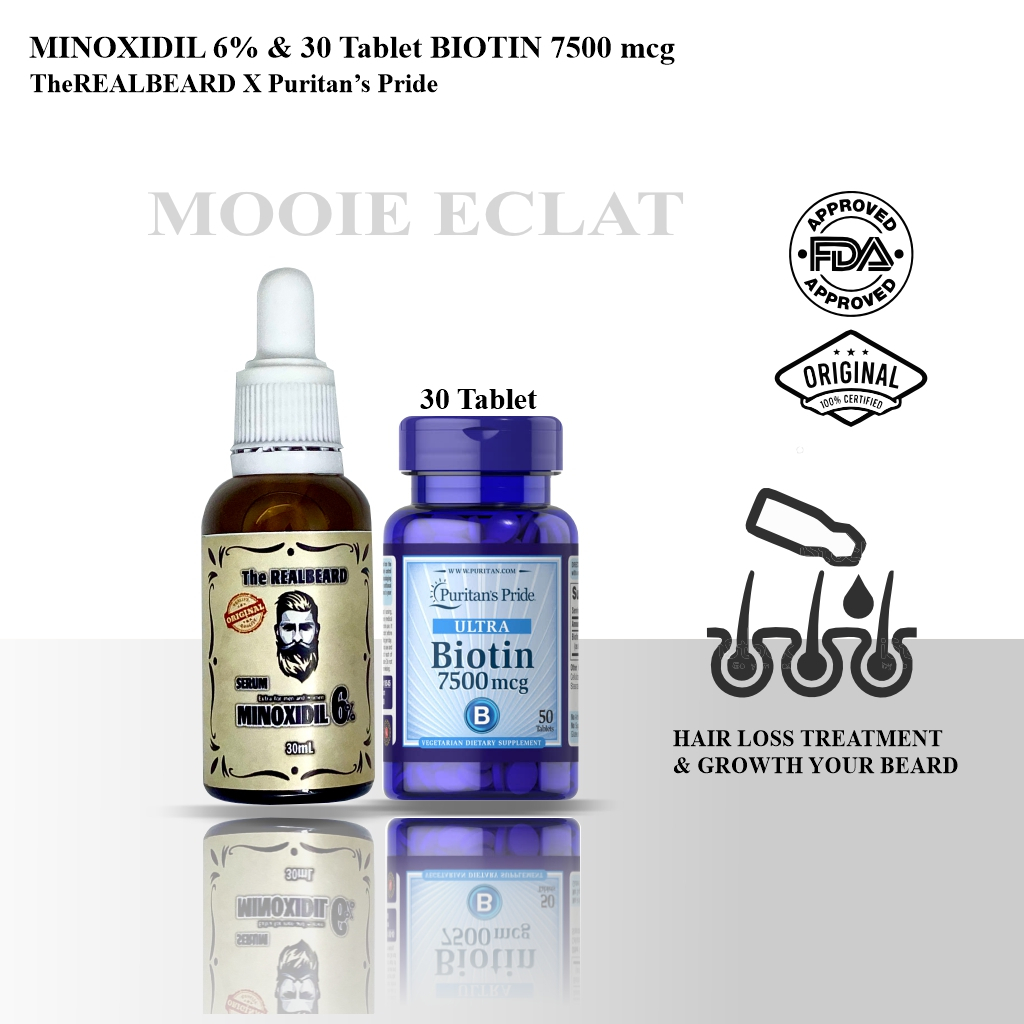 MINOXIDIL DAN BIOTIN 7.500Mcg MENUMBUHKAN RAMBUT DAN BREWOK DENGAN CEPAT ORIGINAL
