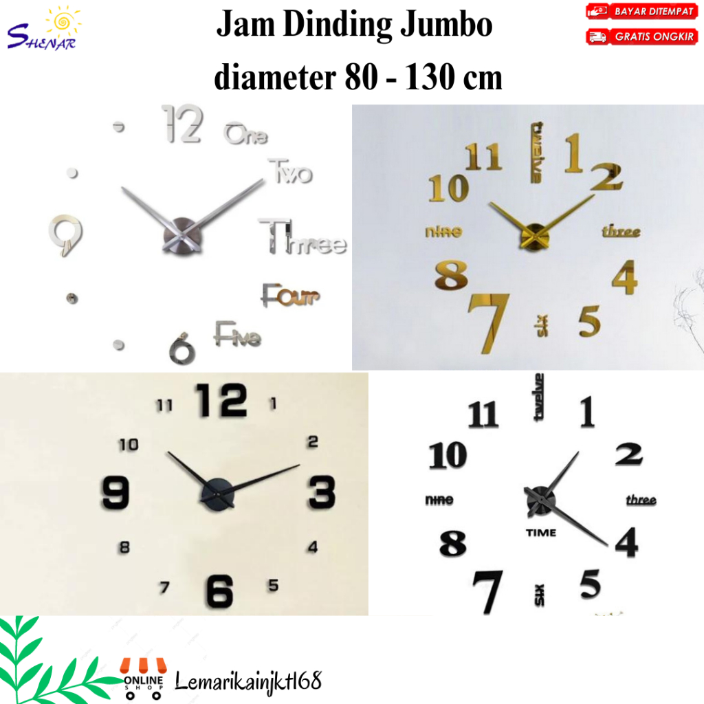 SHENAR COD (550GR)Jam tempel Dinding Besar Raksasa Giant Wall Clock 80-130cm Diameter jam raksasa TERMURAH jam angka hiasan Jumbo Raksasa/Jam Tempel Tembok Besar