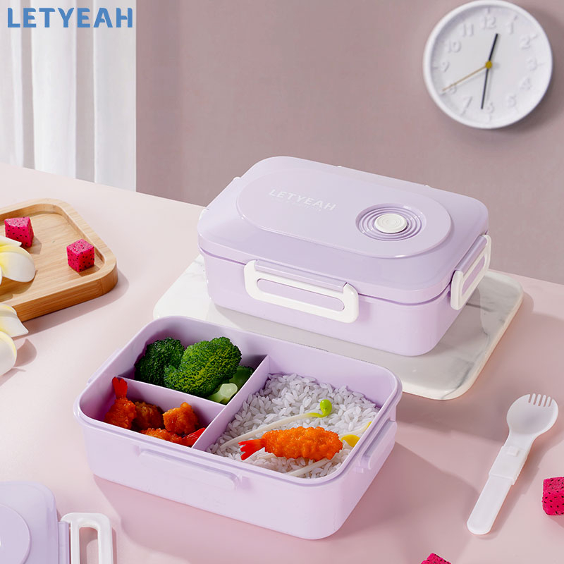 letyeah Kotak makan wadah bekal anti tumpah 1200ml lunch box tempat bekal makan/free sendok