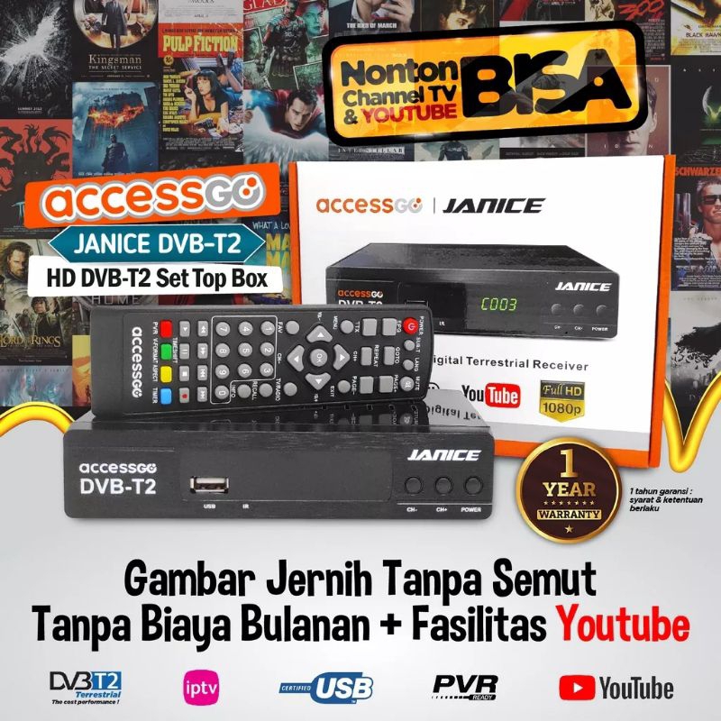 SET TOP BOX TV DIGITAL ACCESSGO JANICE ( rekomendasi stb peka sinyal)