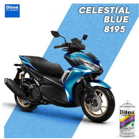 Pilox Diton Celestial Blue 8195 300ml Warna Biru Muda Metalik Sepeda Motor Mobil Velg