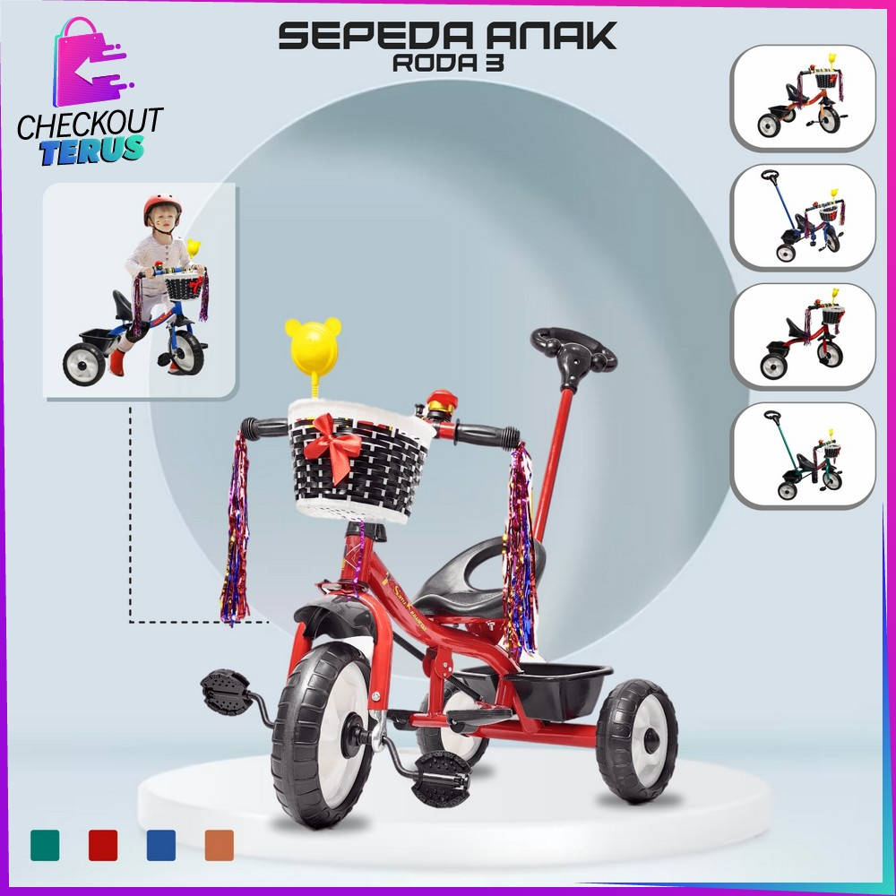 CT M307 Mainan Sepeda Anak Roda 3 Tricycle Balance Bike Sepeda Keseimbangan With Keranjang Speda Dorong Ride On Push Bike Import