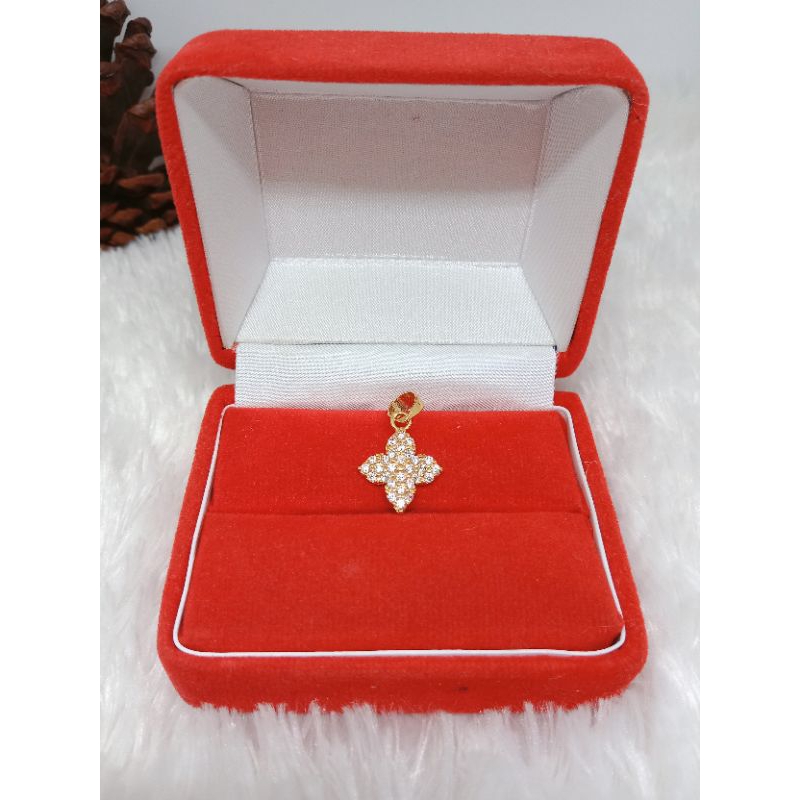 liontin bunga cor mata-mata, emas kadar 375(8k)