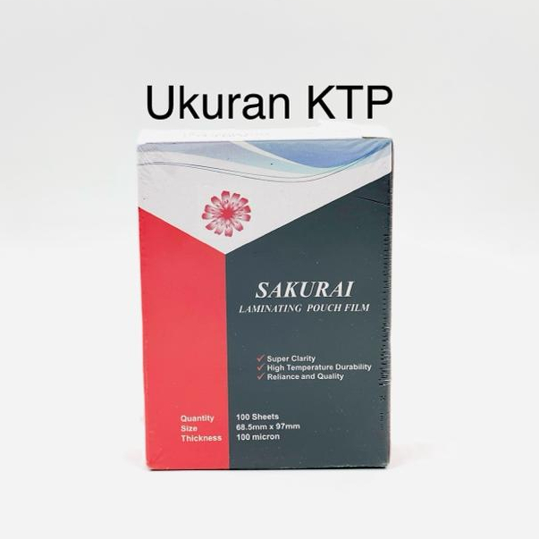 

Plastik / Mika Laminating Film Sakurai Ukuran Kecil / KTP 68.5 mm x 97 mm 100 micron