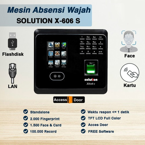 Mesin Absen - Absensi Sidik Jari - Wajah - Finger - Face Print Solution X606s