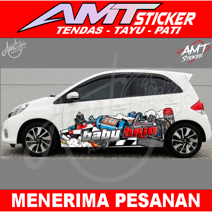 Stiker Decal Samping Mobil Brio - Bisa Custom Nama