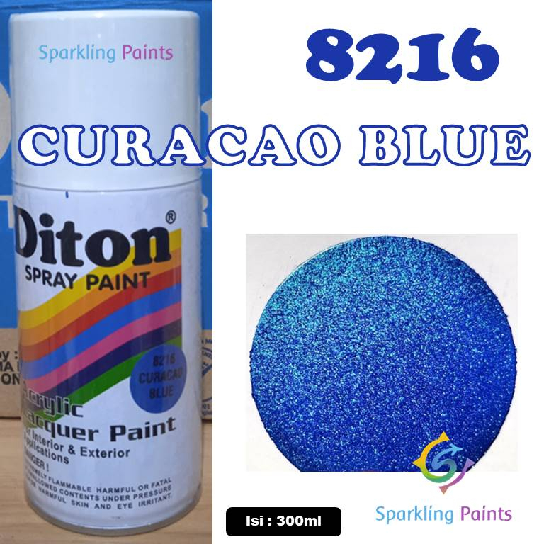 Pilox Diton Curacao Blue 8216 300ml Warna Biru Metalik Metallic Sepeda Motor Mobil