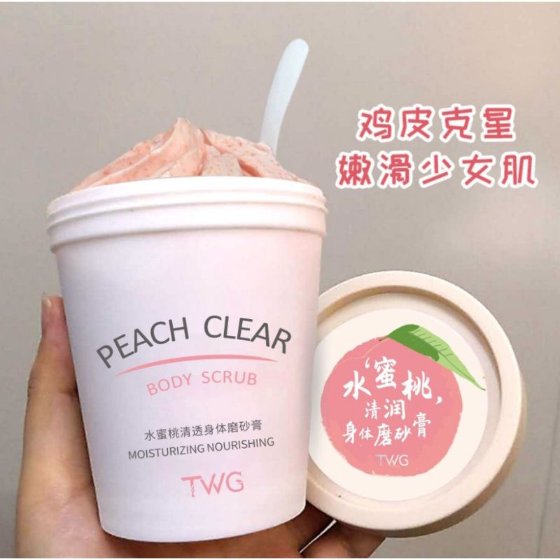 [100% Asli] TWG Body Scrub Peach Clear Daki dan Memutihkan Badan Permanen Pembersih Kulit Persik Pemutih Kulit