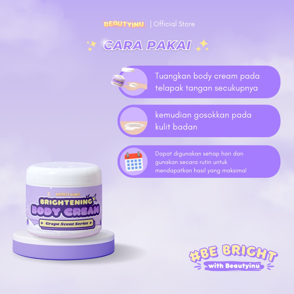 Beautyinu Brightening Body Cream Grape Scent Bleaching Badan Pemutih Badan BPOM Body Bleaching Whitening Body Cream