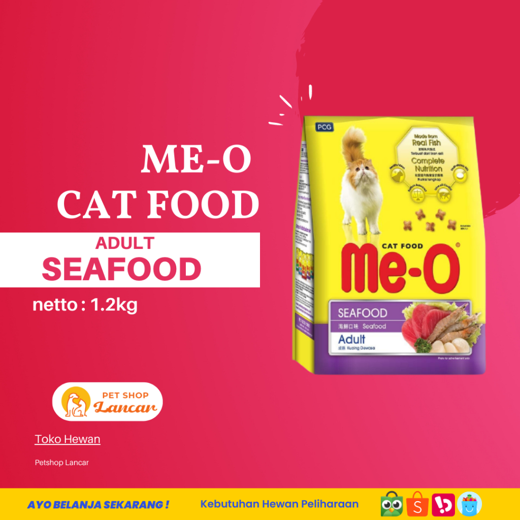 Me-O MeO SEAFOOD ADULT 1.2kg makanan kucing