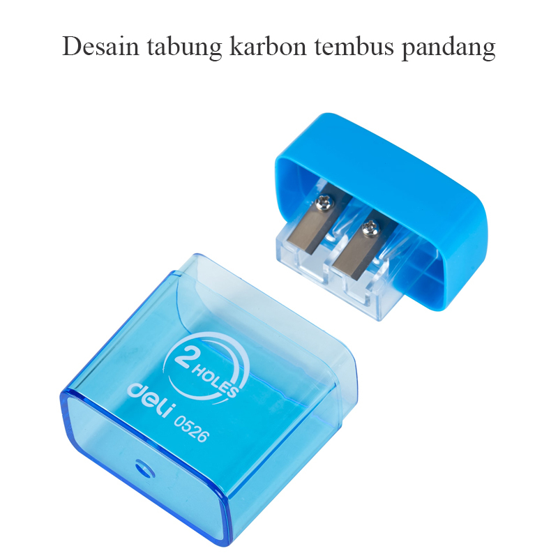 Deli Rautan Desain tabung karbon tembus pandang rautan pensil putar serutan pensil putar serutan rautan pensil Pencil Sharpener E0526