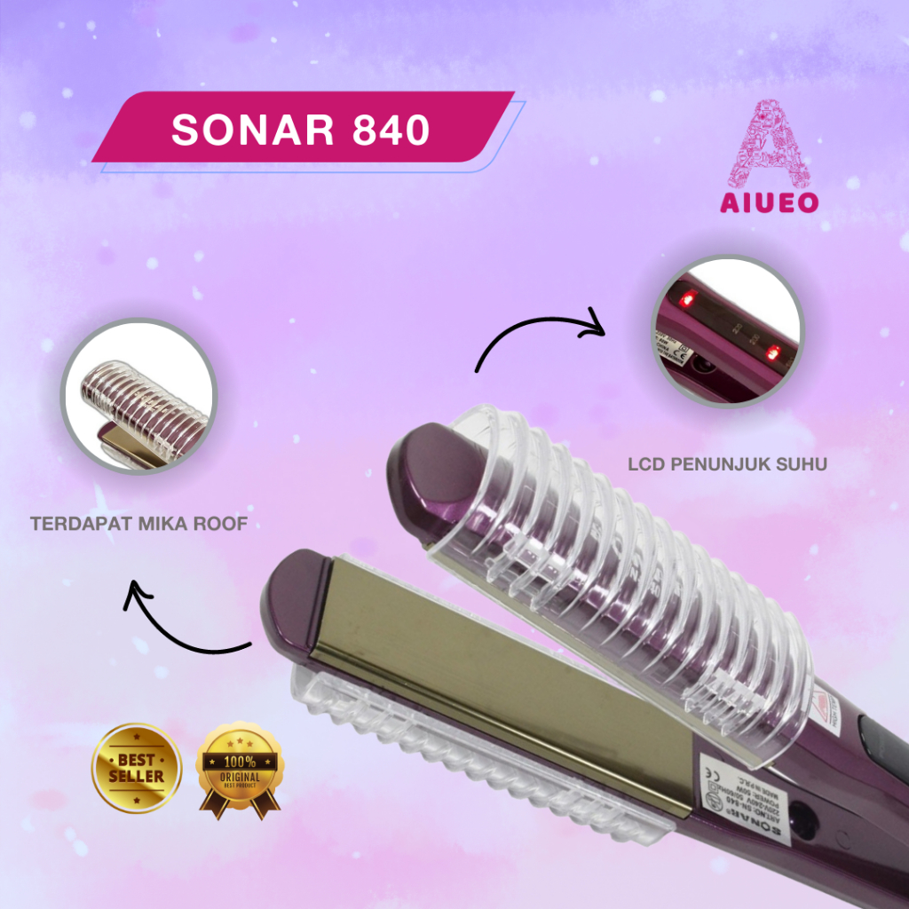 Catokan Rambut Sonar 840 Curly dan Pelurus Rambut 3in1 Catokan Blow Palt Keramik | Catokan Rambut Sonar Ori