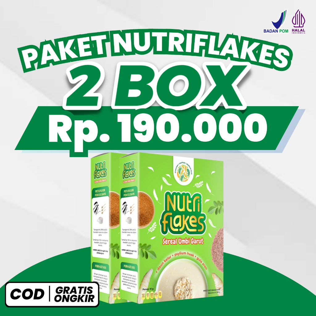 

2Xbtygneal Sakha Snack ) Nutriflakes 2 Box Sereal Umbi Garut Asam Lambung Ori Bpom 280 Gram