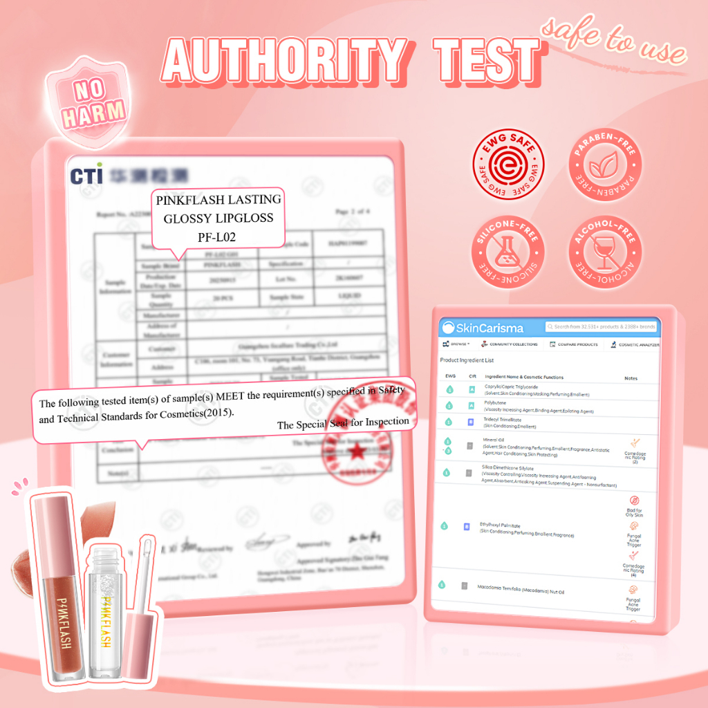 PINKFLASH 3 Pcs Lip Gloss Set High Shine Shimmering VE Moisturising G01 G02 G03