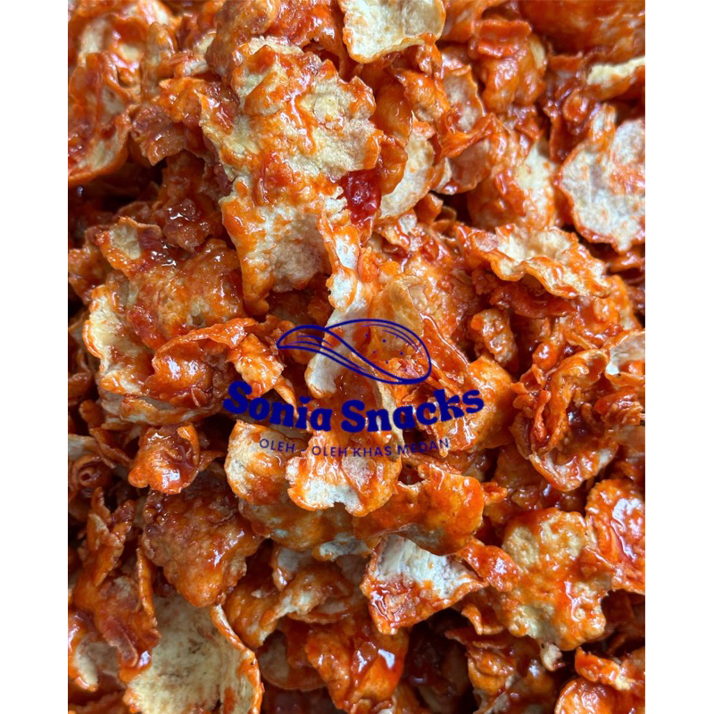 

Keripik Kerupuk Emping Medan Balado Pedas Manis Homemade Vegan 200gr