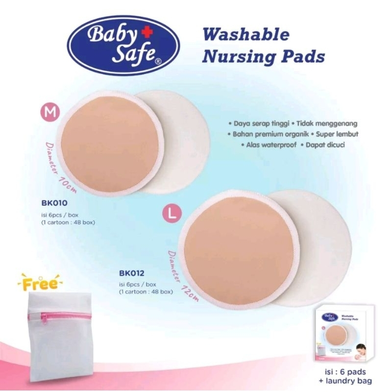 Baby Safe Washable Nursing Pads Isi 6 Pads