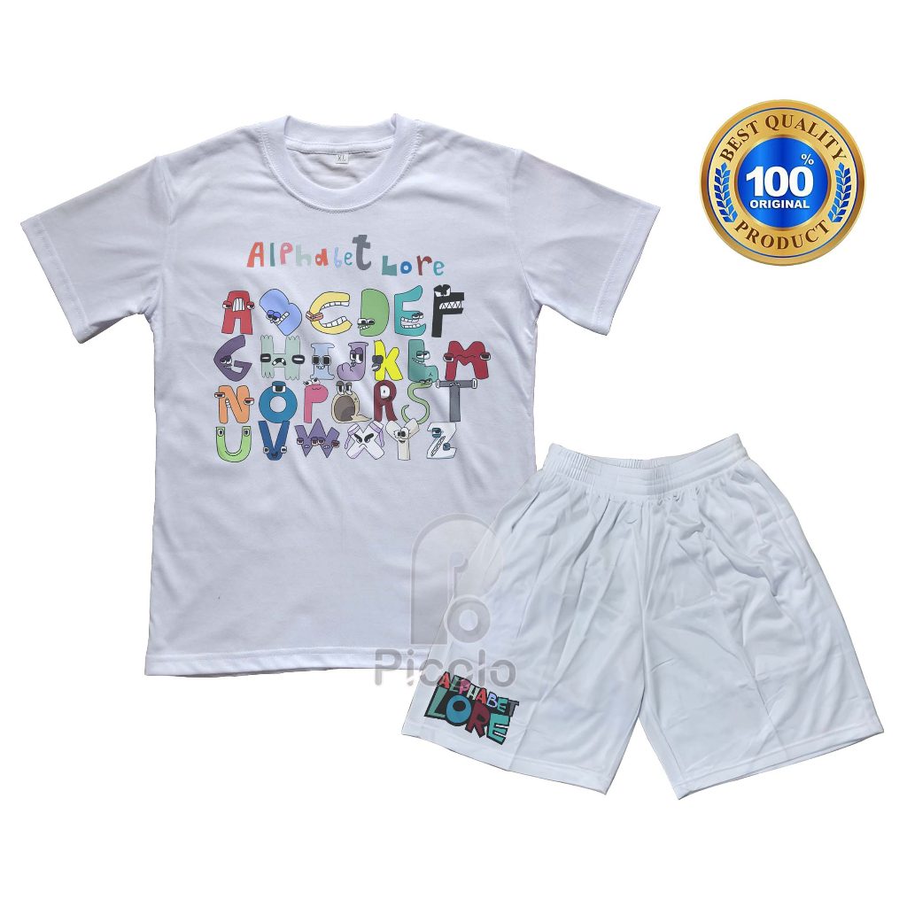 (FREE NAMA) SETELAN BAJU KAOS ANAK MOTIF ALPHABET LORE UNISEX Bahan COTTUN