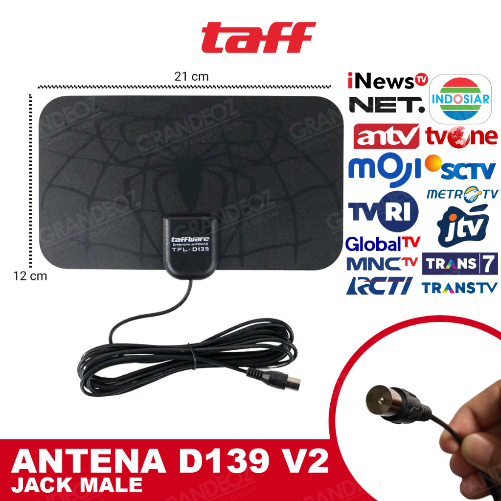 ANTENA TV INDOOR DVB-T2 HIGH GAIN 4K+ D139 For Tempel Tembok Penguat Sinyal Antena TV Digital Analog