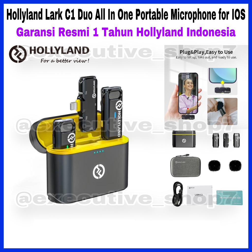 Hollyland Lark C1 Duo All-In-One Portable Microphone for IOS - Garansi Resmi 1 Tahun Hollyland Indonesia