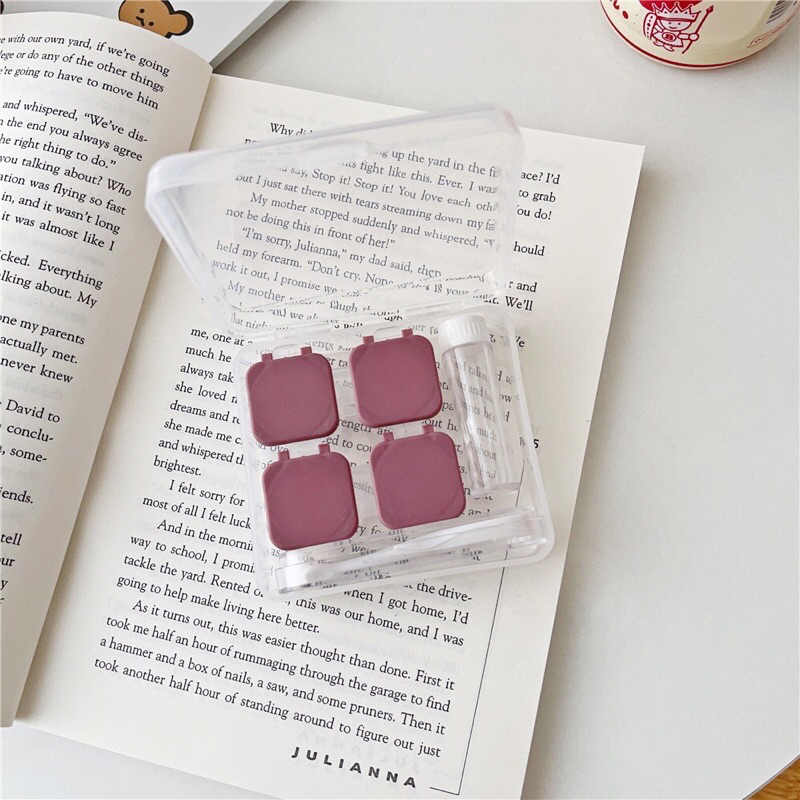 Capit travel kit case softlens we bare bears line karakter alat cuci softlens