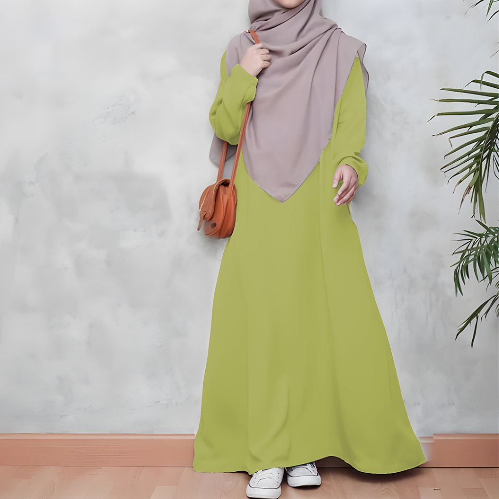 Gamis Polos Terbaru Lengan Karet Dress Terbaru Size S M L XL XXL Matt Ity Crepe HQ