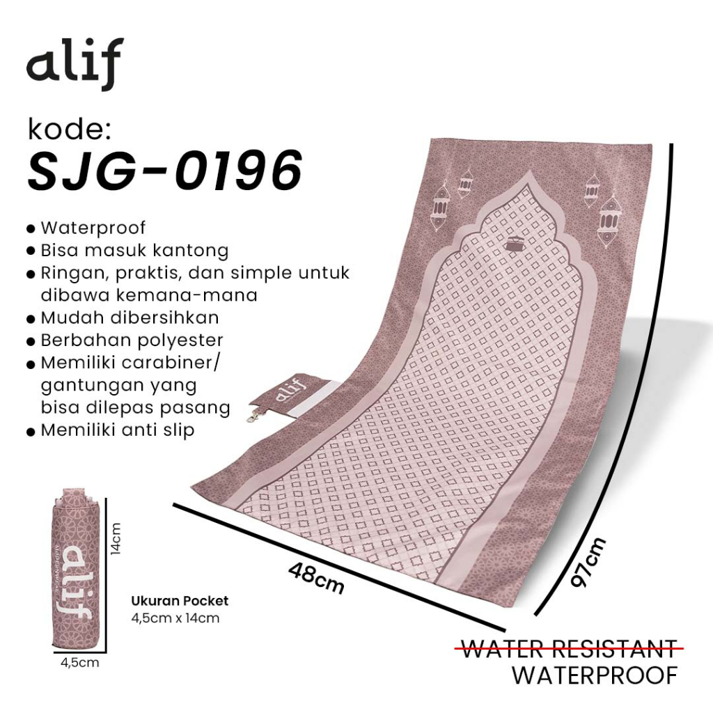 ALIF SAJADAH GENGGAM TRAVEL / SAKU / PORTABLE / WATERPROOF ( ALIF MODERN WEAR SJG-0196 )