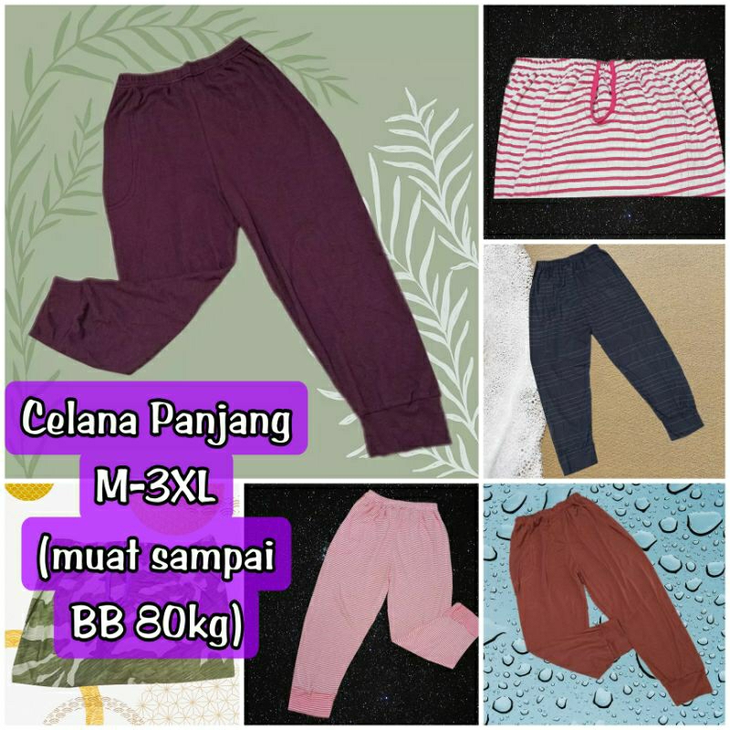 Celana Panjang Wanita M-3XL(muat sampai BB 80kg) / Celana Panjang Jumbo Wanita - Bahan Kaos Adem